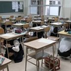 高校生と園児が避難訓練