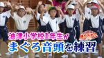 油津小学校1年生「まぐろ音頭」を練習