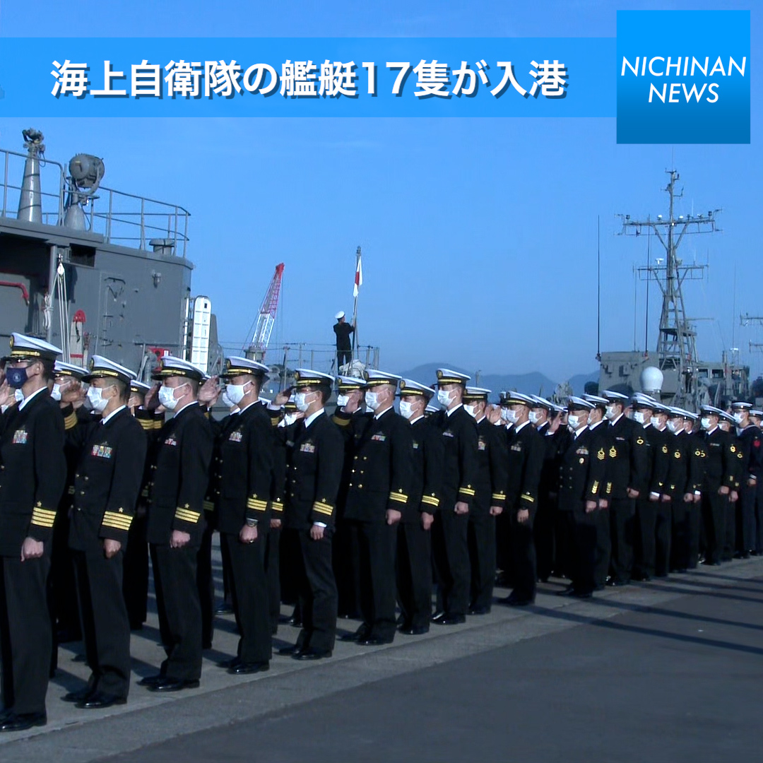 海上自衛隊の艦艇が油津港へ入港