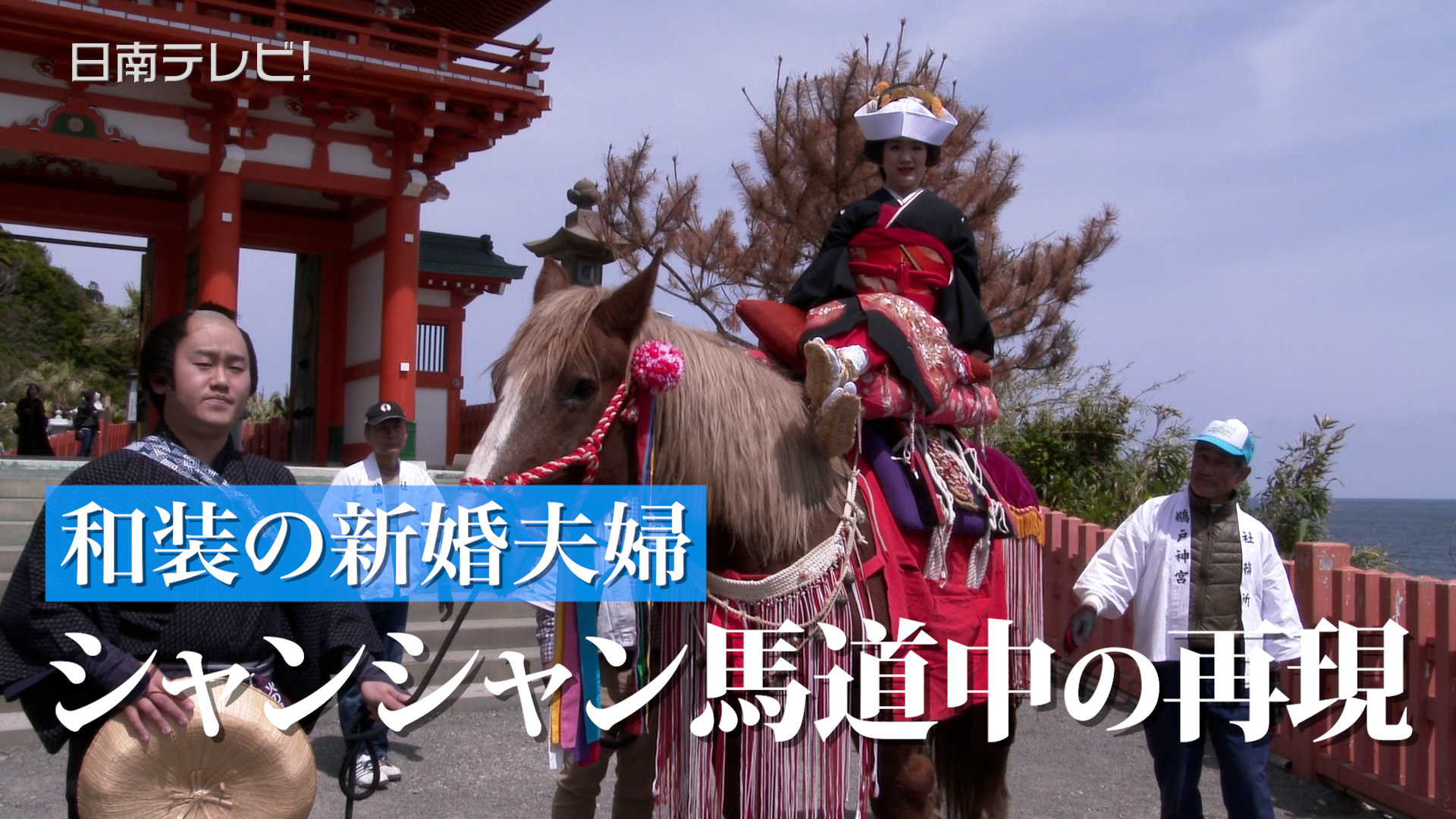 鵜戸神宮でシャンシャン馬道中の再現